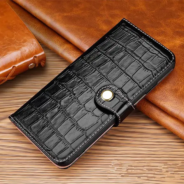 Чехол из натуральной крокодиловой кожи для iphone 11Pro Max для iphone XS X, чехол из натуральной кожи для Apple 7, 8 Plus, полная защита, откидная крышка - Цвет: black
