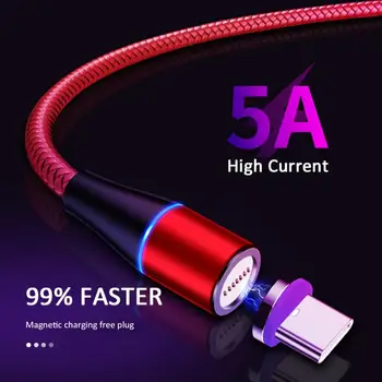 

Three in one Round Head Magnetic Data Line 5A Super Fast Charging Cable Data Wire Type-C Charging Line for Huawei Mate20