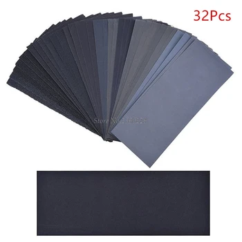 

32Pc Wet Dry Sandpaper 120 To 3000 Grit Assortment Abrasive Paper Sheets For Automotive Sanding Wood Furniture Finishing 23*9 cm