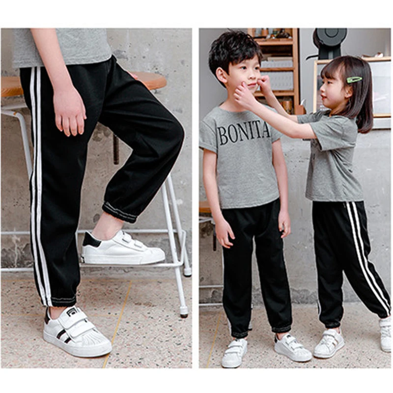 Toddler Kids Pants Summer Candy Color Harem Pants Boys Cotton Soft Trousers Drawstring Side Stripe Baby Boys DS19