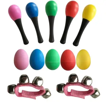 

5 Maracas & 5 Egg Shakers & 2 Wrist Bells Musical Toys Mini Band Musical Instruments Rhythm Toys (Random Color)