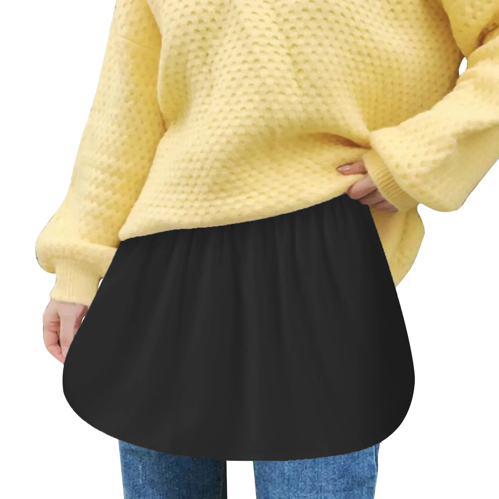 Creative Slips Womens Fake Shirts Hem Underskirts Elastic High Waist Split Half Slips Skirts Hoodies Sweaters Extender Hemline