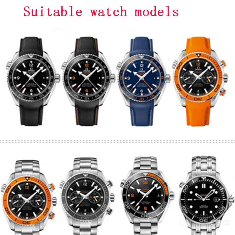 20mm silicone strap suitable for Omega Seamaster 300 men and women rubber sports waterproof 316L solid stainless steel buckle