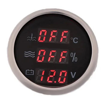 

New 52mm 3 in 1 Multi-Function Digital Gauge Waterproof Universal Water Temp Water Level Voltmeter With Alarm 9-32V