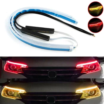 

Red Amber Switchback Car Flexible LED Strip Light DRL Flowing Turn Signal Universal Car Headlight Decoration Car Lights