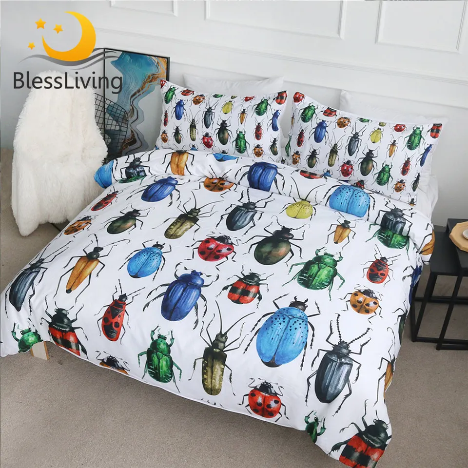 Набор постельного белья blesslife Beetles набор из 3 предметов с пододеяльником и