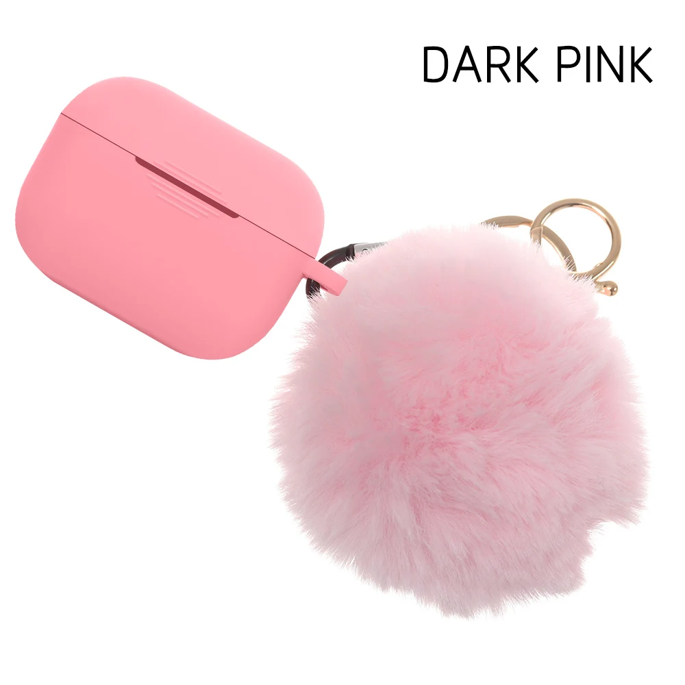 dark pink for Pro Чехол для наушников, защитный чехол, силиконовый чехол, милый меховой шарик, брелок для Airpods 1/2 Pro, аксессуары, карамельный цвет - Цвет: dark pink for Pro