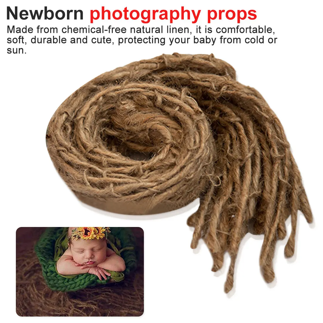 

Newborn Hessian Jute Backdrop Blanket Photography Prop Chunky Burlap Layer Net