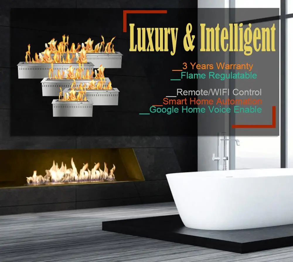 

hot sale 24 inches burner Luxury alcohol burner stainless steel remote ethanol burner insert