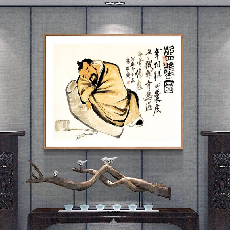 thumbnail image 1 of Decoración de casa de té, famosa pintura china en lienzo, Qi Baishi, fruta, melocotón, arte de pared zen, póster, imagen impresa, oficina, sala de estar, hogar, 1 of 5