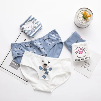

Panties For Women Cat Bear Claw Girls Briefs Cute Lingerie Cotton Cartoon Breathable Ladies Underwear Female Panty UW25