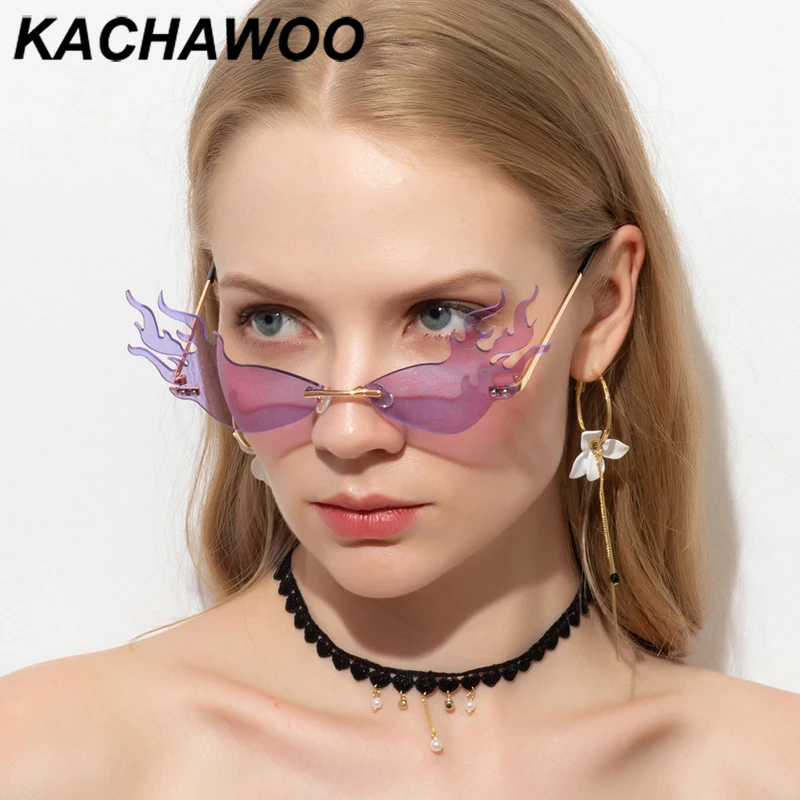 Женские винтажные солнцезащитные очки Kachawoo красные желтые зеленые без оправы в