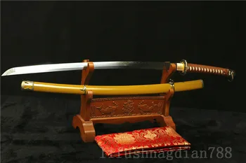 

1095 CARBON STEEL CLAY TEMPERED JAPANESE SAMURAI SWORD GREEN SAYA