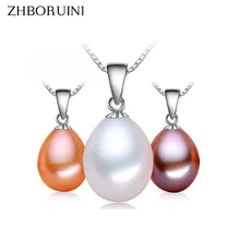 ZHBORUINI Большая распродажа жемчужное ожерелье 9-10 мм, форма в виде капли Подвеска из натурального пресноводного жемчуга 925 пробы серебряные ювелирные изделия для женщин подарок