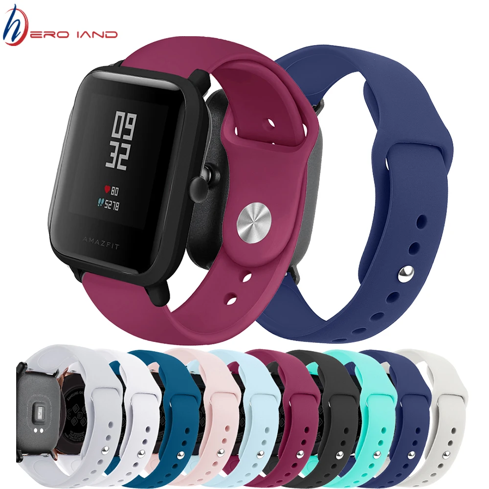 Силиконовый ремешок для часов Xiaomi Huami Amazfit Bip Youth Watch 20 мм спортивный samsung Galaxy 42 мм/gear