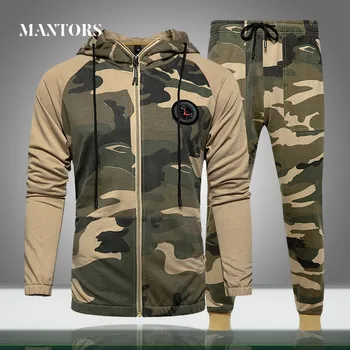 Men Sets Camouflage Casual Tracksuit 2020  1