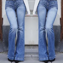 Для женщин Модная молодежная клеш Высокая талия узкие джинсы для женщин