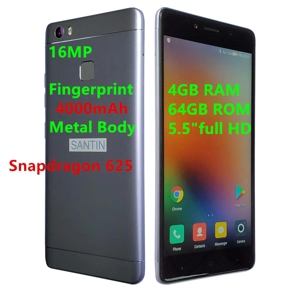 SANTIN ACE PRO 4000 мАч металлический корпус 5 &quotFull HD Восьмиядерный Snapdragon 625 4 Гб ОЗУ 64 ПЗУ
