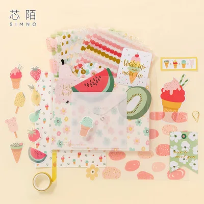107 шт./компл. Kawaii наклейки из бумаги васи милые Материал Бумага карты конверт Подарочная коробка для девочек DIY Скрапбукинг молочный журнал - Цвет: Afternoon Fruit Tea