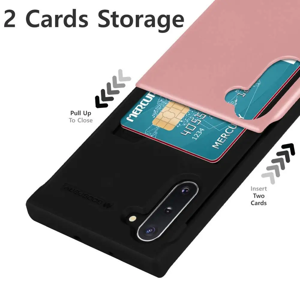 Original Mercury Goospery Sky Slide Bumper with Card Holder Wallet Hard Case Skin Cover for Samsung Galaxy Note 10 NOTE 10 Plus