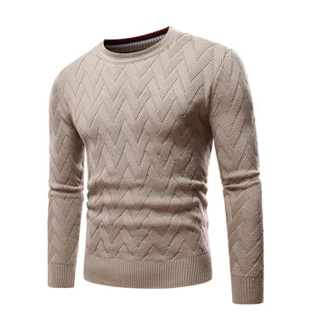 

Harajuku Autumn Winter Men Solid Color Long Sleeve Round Neck Sweater Casual Knitted Top Mens Sweaters Pullovers Male Tops