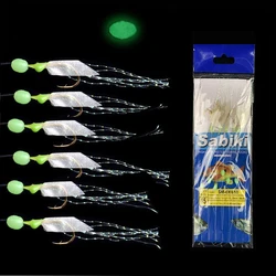 Hameçons de pêche pour plate forme pivotante Sabiki, Jigs d'appât lumineux, peau de vrai poisson douce, hameçon de ficelle avec 6 petits hameçons de pêche, 2 ensembles 