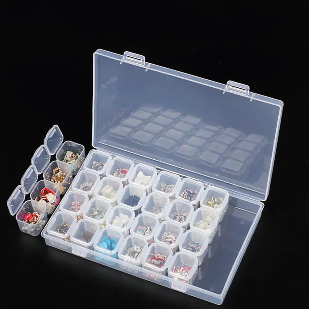 

28 Slots Plastic Empty Storage Case Box for Nail Art Manicure Tools Jewelry Beads Display Organizer Holder Container Nail Tool