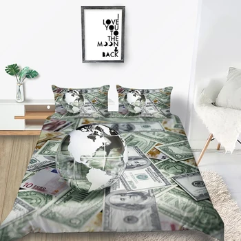 

Money Bedding Set 3D Earth Fashion Creative Duvet Cover Hot Sale King Queen Twin Full Single Double Unique Design Bed Set