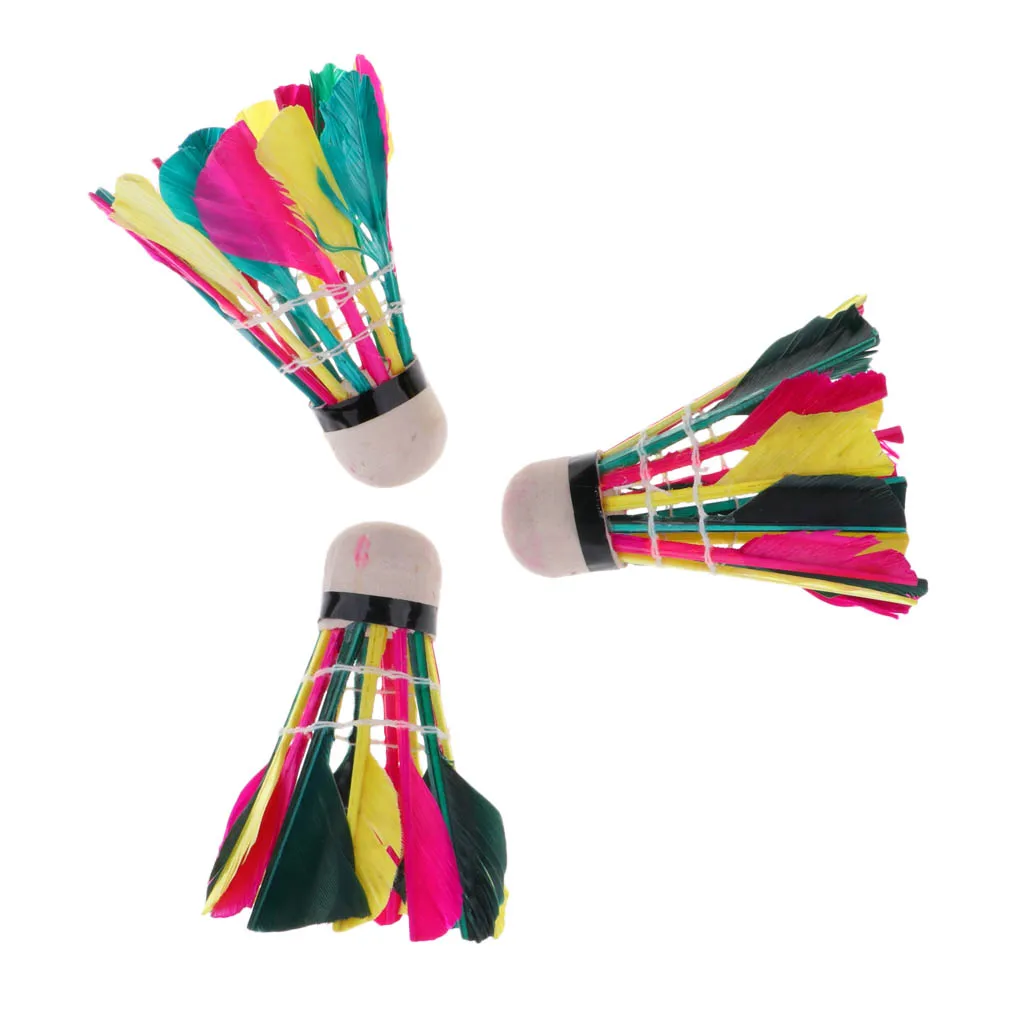 3 Pcs Feather Badminton Shuttlecocks Balls Colorful - kids children