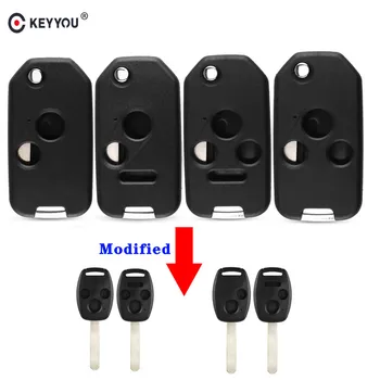 

KEYYOU 10pcs/lot 3+1 2+1 2/3 Buttons Folding Flip Remote Key Shell Cover For Honda Odyssey Rigeline Accord CRV Civic