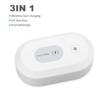 

Phone Sanitizer 3 in 1 UV Sterilizer Box Mobile Wireless Charger Fast Charging Aromatherapy Phones UVC Disinfection UV Cleaner