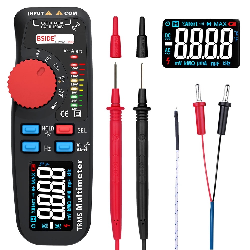 

ADM92CL PRO Mini TRMS Professional Dual Mode Digital Multimeter Tester 6000 Counts Voltage Current Resistance Frequency Meter