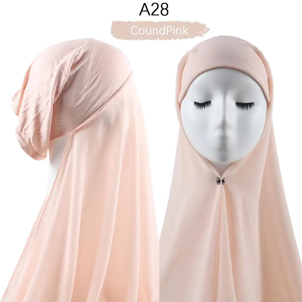 Women Muslim Instant Chiffon Hijab With Cap Underscarf Bonnet HIjabs  Scarf Islam Headscarf Headwrap Turbante