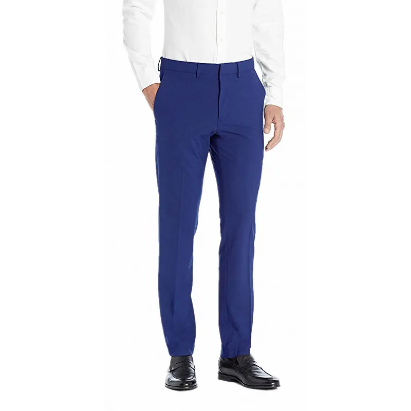 Официальные мужские деловые костюмы с плоской передней частью, брюки, одежда для работы, однотонные вечерние облегающие брюки - Цвет: Королевский синий