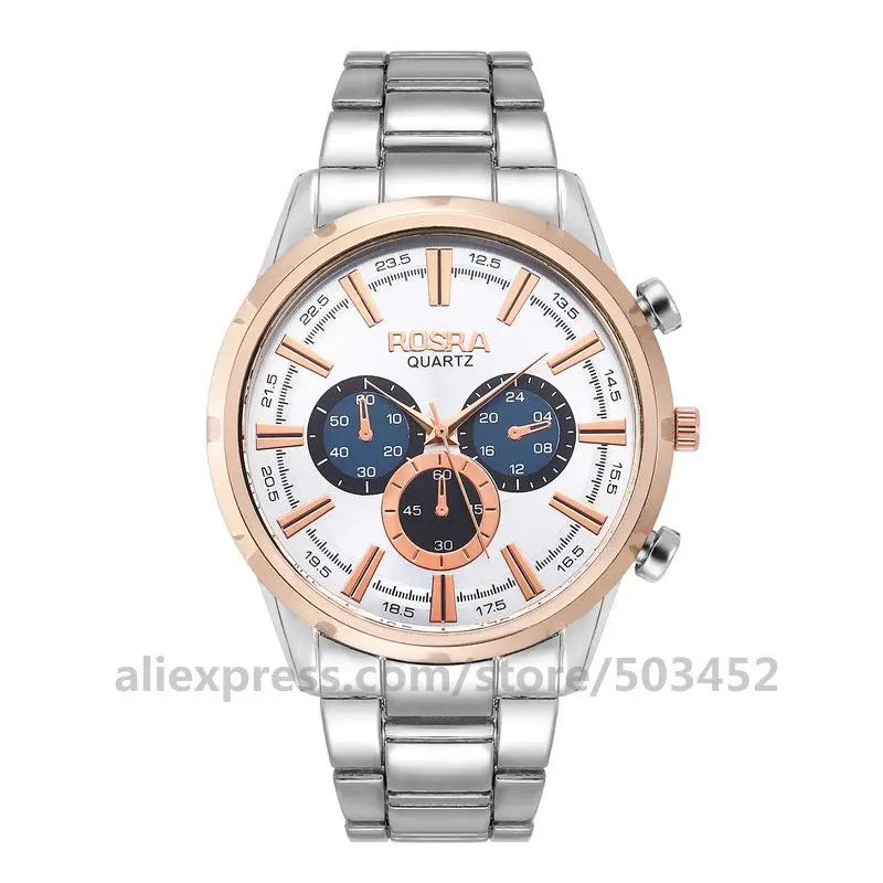 Часы мужские из сплава 100 шт./лот ROSRA роскошные деловые кварцевые часы с круглым