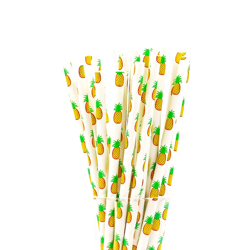 Pineapple 25 шт. фольгированные золотые, розовые, золотые, серебряные бумажные соломинки, свадебные сувениры, трубочки для питья на вечеринке, украшения для дня рождения, Детские праздничные принадлежности - Цвет: Pineapple