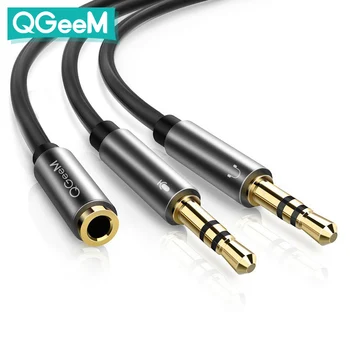 

QGeeM Splitter Headphone for Computer 3.5mm Female to 2 Male 3.5mm Mic Audio Y Splitter Cable Headset to PC Adapter AUX Cable