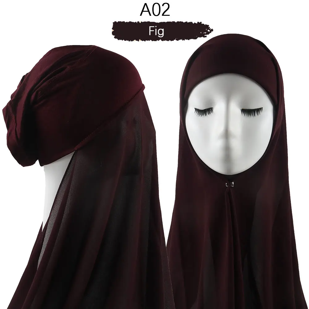 Women Muslim Instant Chiffon Hijab With Cap Underscarf Bonnet HIjabs  Scarf Islam Headscarf Headwrap Turbante