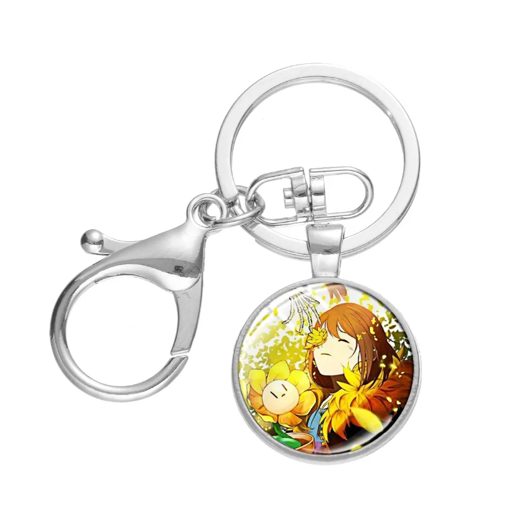 SONGDA Аниме игра Undertale брелок без папируса Frisk мультфильм Забавный узор стекло кабошон металлический брелок держатель автомобильные аксессуары