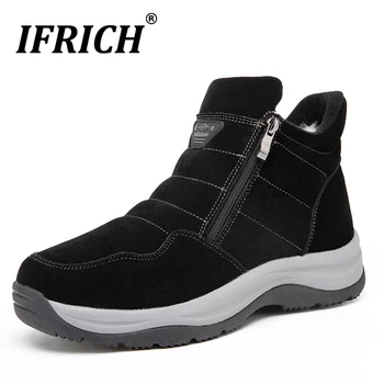 

2020 New Luxury Snow Boots Mens Rubber Sole Trekking Boots For Men High Quality Man Zipper Boots Inside Fur Winter Shoes Men