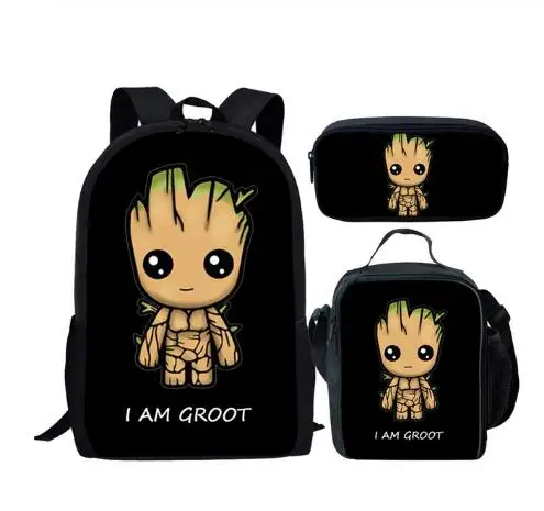 

New Children School Bags Teenagers Girls Cartoon Groot School Backpacks 3pcs/Set Mochilas Kids Travel Backpack Cute Bag
