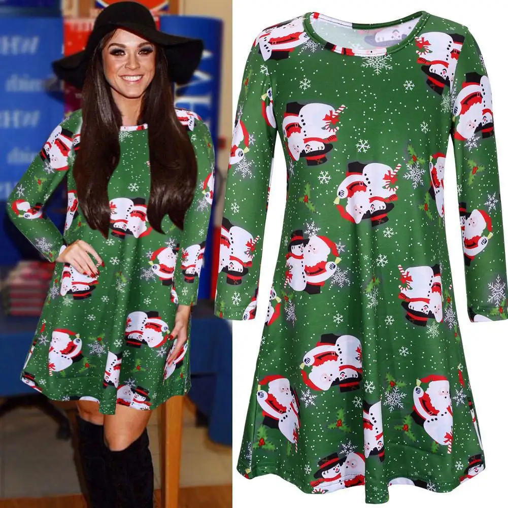17 Новинка; Рождественская одежда; платье для мамы и дочки; рождественское платье с принтом Санты и снеговика; одинаковые комплекты для семьи; новогодние вечерние платья - Цвет: 17