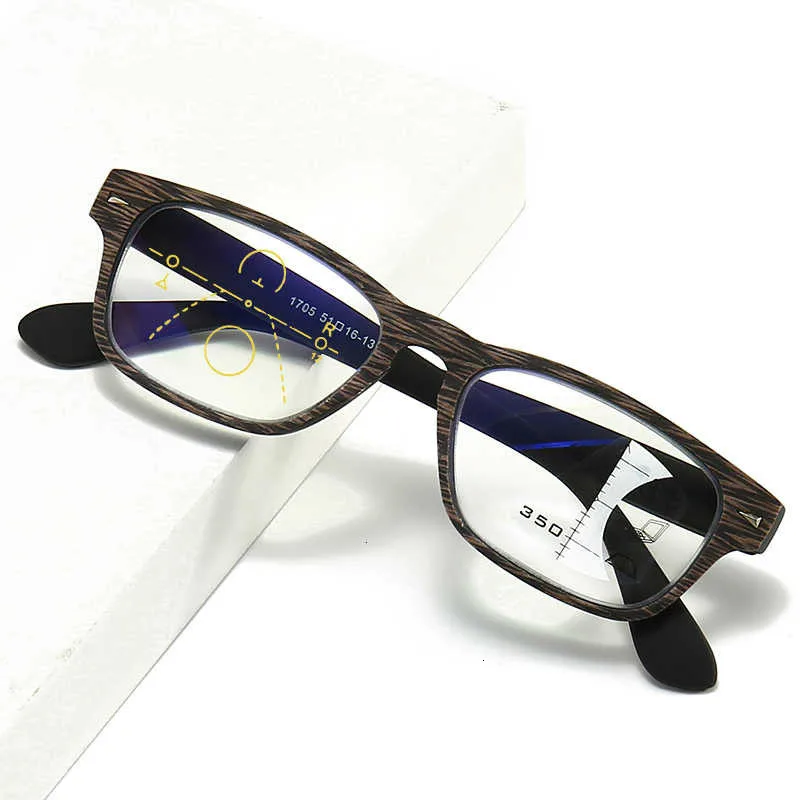Bifocal Reading Glasses Anti Blue Light Imitation Wooden Eyeglasses