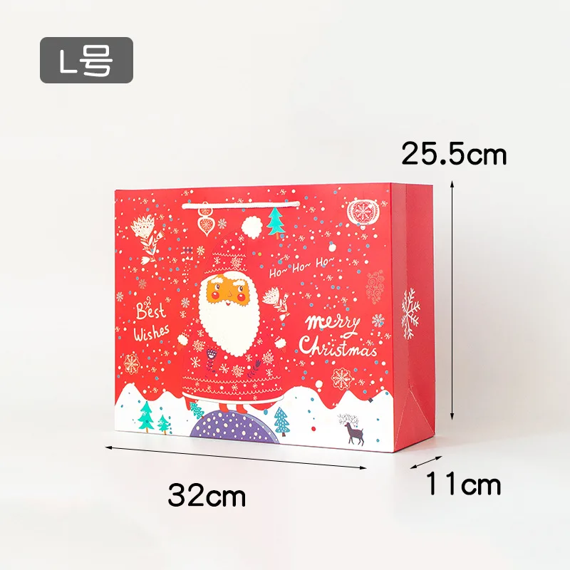 Рождественские подарочные сумки Санта мешки крафт бумажный мешок дети партии сувениры коробка Рождественские украшения для дома год винтажный подарок бумага - Цвет: L