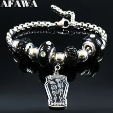 Мода гроб череп пара из нержавеющей стали браслеты для женщин черный бисерный браслет ювелирное изделие pulseras mujer moda B18570