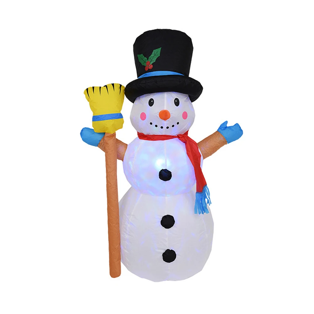 

1.2M Broom Snowman Inflatable Fun Toys with Color Changing LED Lighted Christmas Carnival Winter Party Props Outdoor Decoration