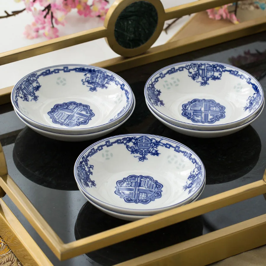 56 Heads Jingdezhen Ceramic Dinner Dish Rice Bowl Soup Bowl Salad Noodles Bowl Dinnerware Sets Kitchen Tableware Chinese style