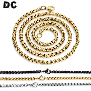 

Silver/Gold/Black Color Stainless Steel Lobster Clasps Link Chain Necklace 60cm Length For Women Men Jewelry Making F5029