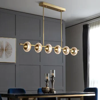 

Postmodern Copper Luxury Chandelier Lighting Living Room Crystal molecule lamp Restaurant Bedroom Bar wheel Hanging Lamp