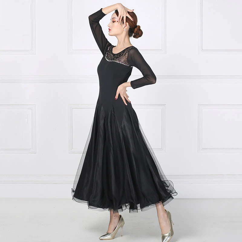 

National Standard Dance Competition Clothing New Female Adult Temperament Diamond Dress Ballroom Waltz Modern Dancing Skirt